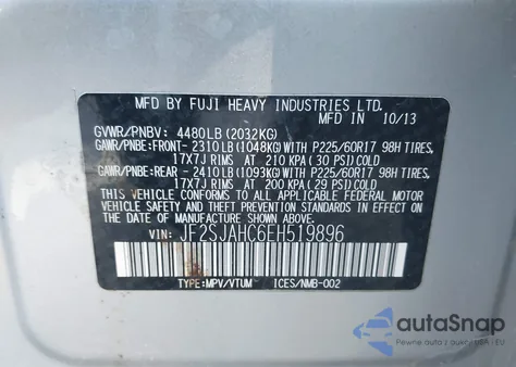 2014 Subaru Forester 2.5I Limited z USA, uszkodzony, nr VIN JF2SJAHC6EH519896